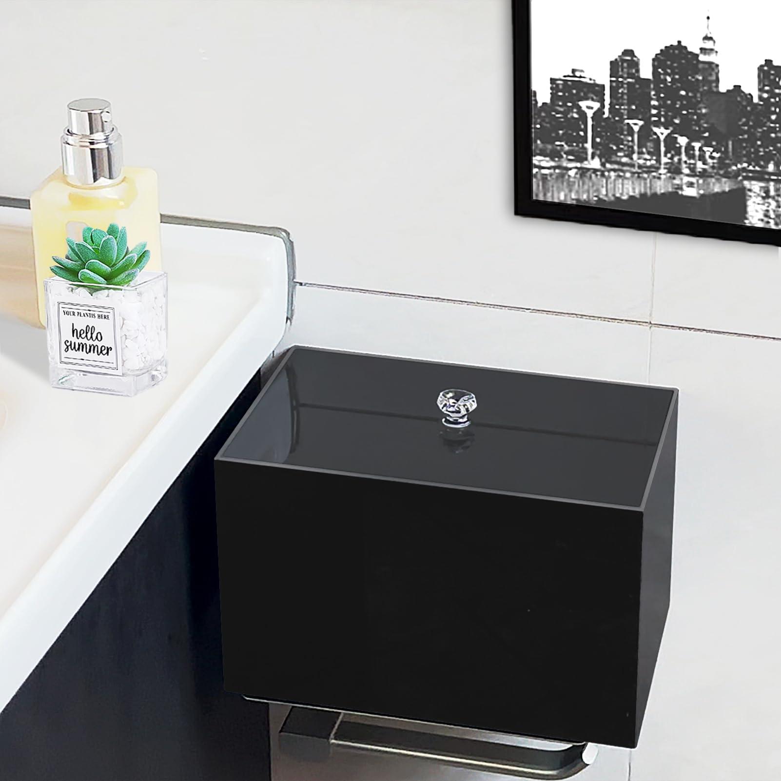 DELIPPLY Tampon Box for Bathroom, Tampons and Pads Storage Holder, Women Period Organizer Container, Black