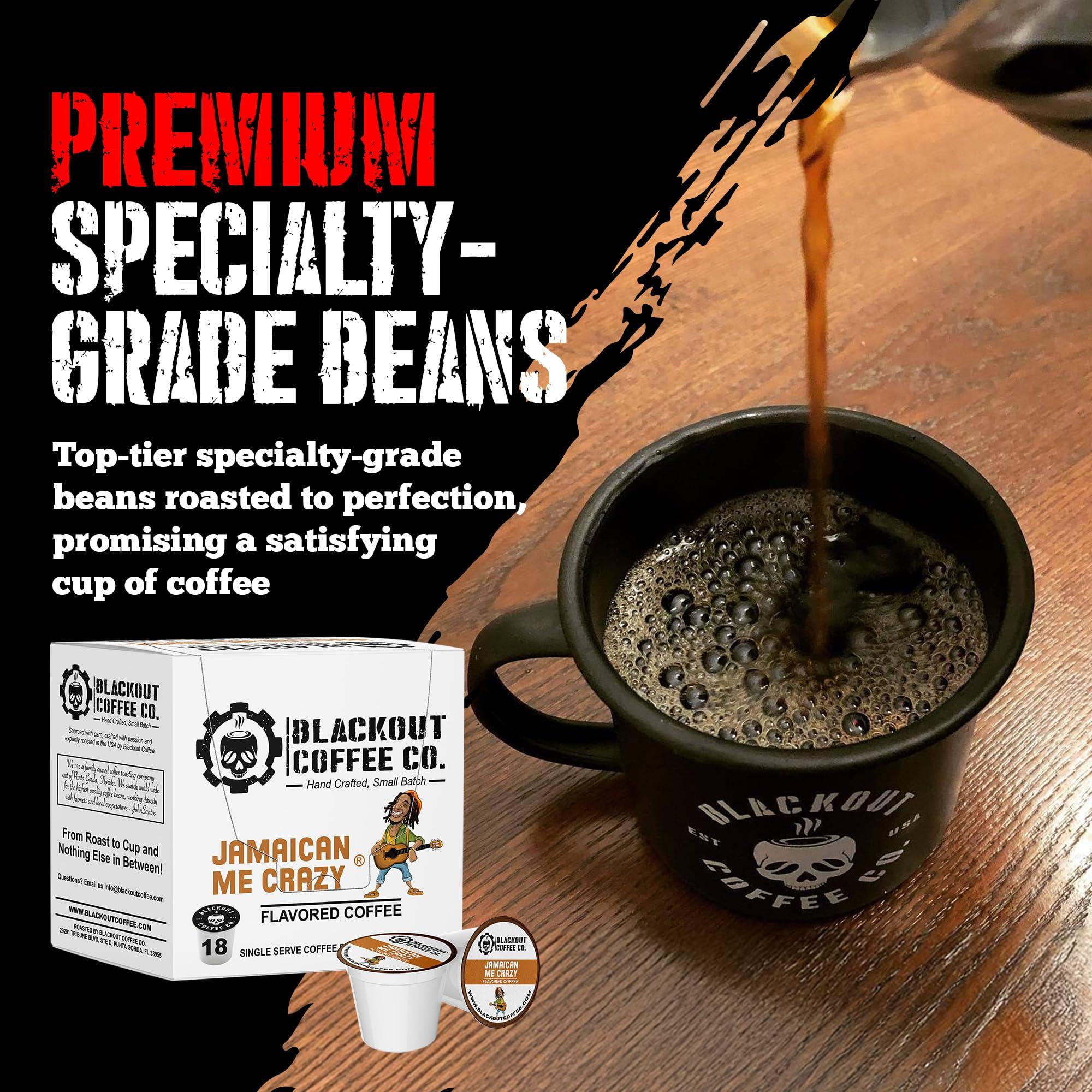 Blackout Coffee Co. Blackout Coffee Jamaican Me Crazy Flavored Pods, Freshly Roasted in the USA - K-Cup Compatible Single-Serve Pods (18 Count)