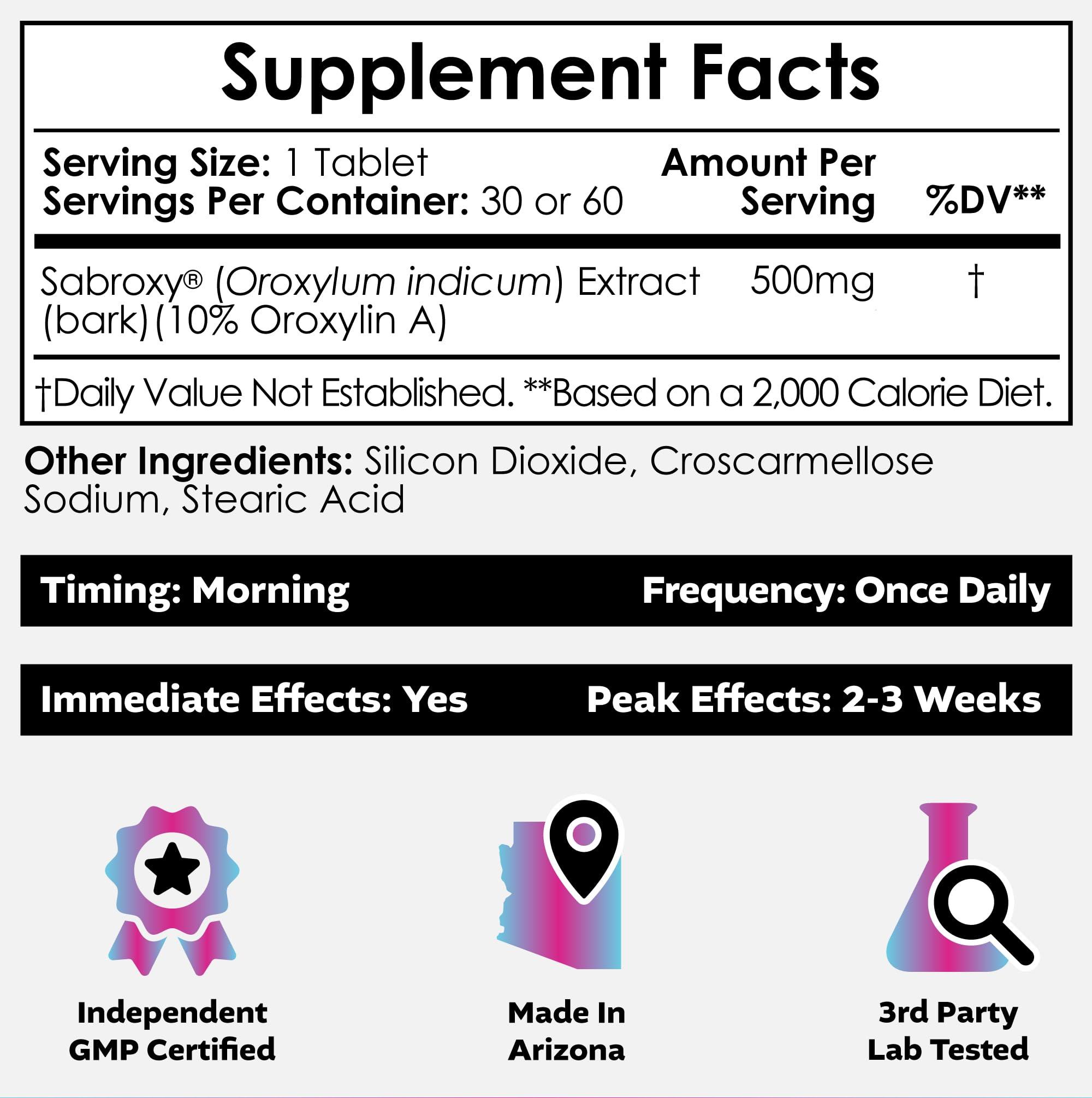 Nootropics Depot Nootropics Depot Sabroxy Tablets | 500mg | 60 Count | Minimum 10% Oroxylin-A | Oroxylum indicum | May Help Promote Focus & Motivation | May Help Promote Cognitive Function