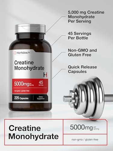 Horbach Horbach Creatine Monohydrate | 5g | 225 Capsules | Non-GMO, Gluten Free Supplement