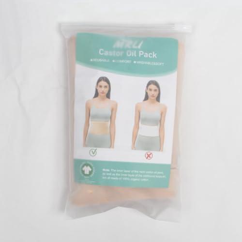 MRLI Castor Oil Pack Wrap, MRLI 5 Pack Castor Oil Pack for Liver Detox, Organic Cotton Flannel for Castor Oil Pack, Reusable Castor Oil Pack Kit for Thyroid Neck with Adjustable Elastic Strap