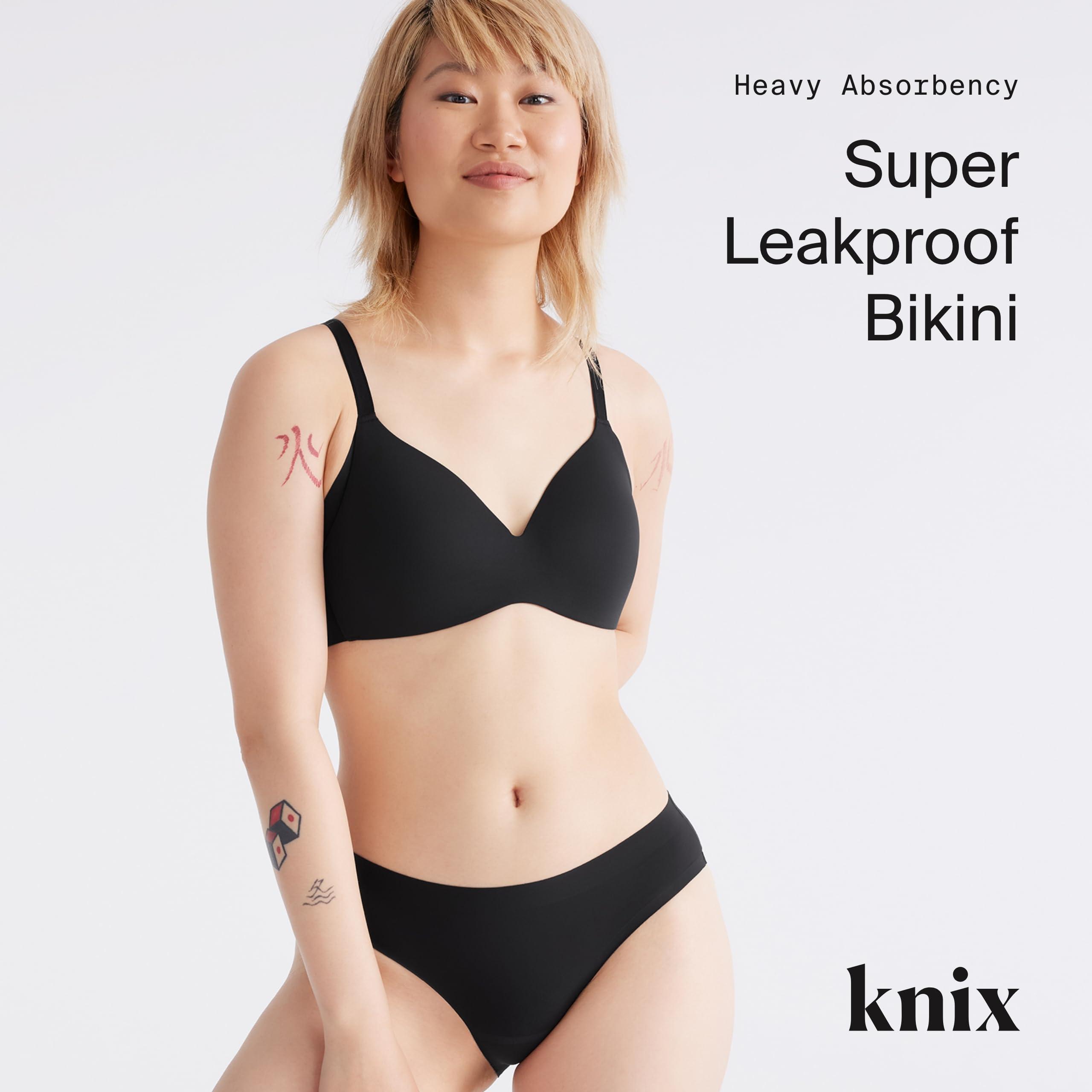 KNIX KNIX Super Leakproof Bikini - Mid Rise Bikini Bottom Period Underwear with Stretchy Fabric - Overnight & Everyday Period Underwear - Black, X-Large (3 Pack)