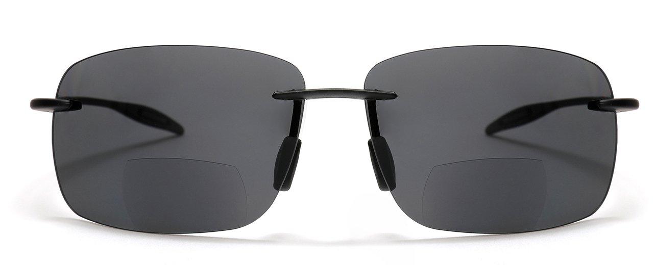 SAMBA SHADES SAMBA SHADES Maui Sports Navigator Bifocal Sun Readers Sunglasses for Men and Women Ultra Flex TR90 Black +2.25