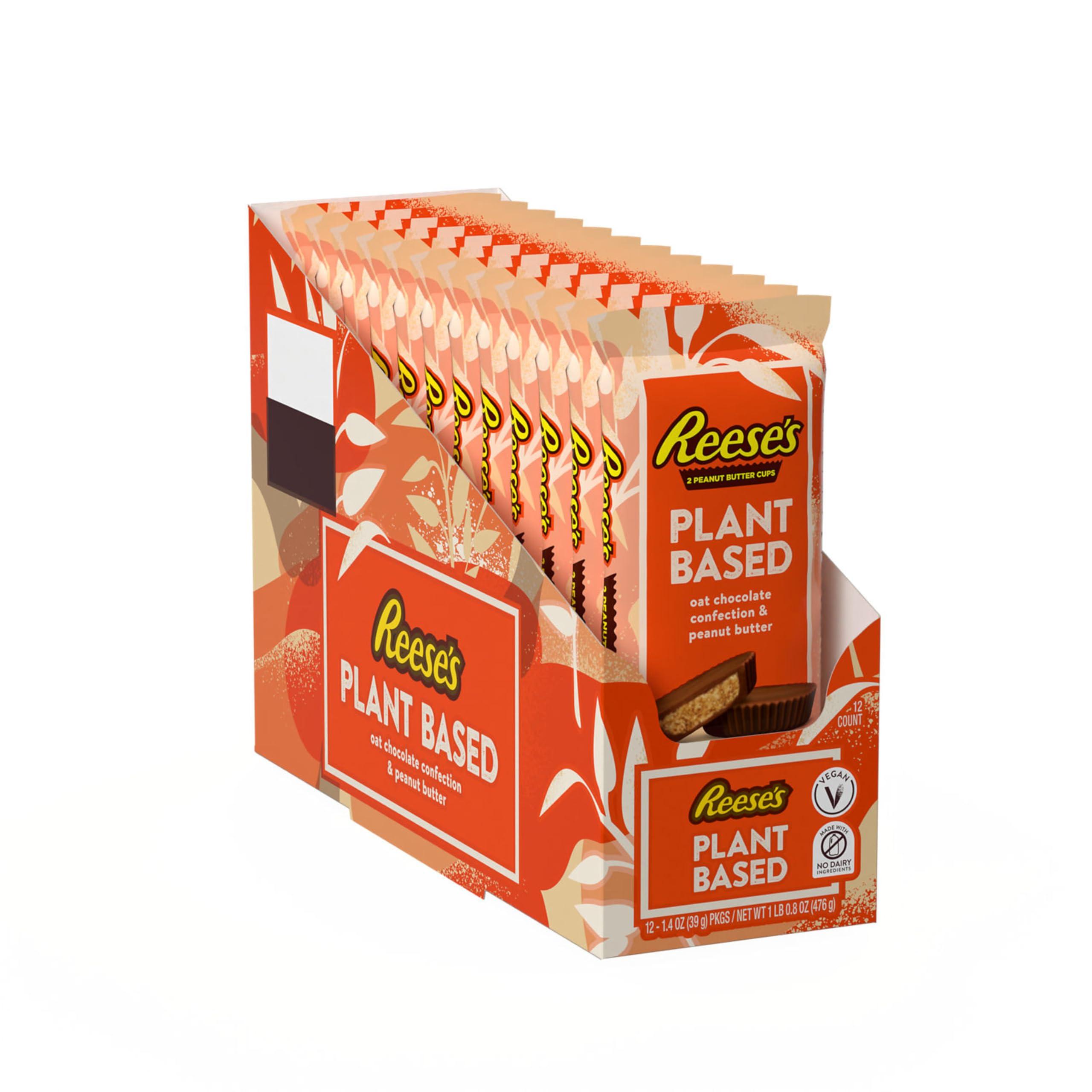 Hershey Foods REESE\'S Plant Based Oat Chocolate Confection Peanut Butter Cups, Candy Packs, 1.4 oz (12 Count)