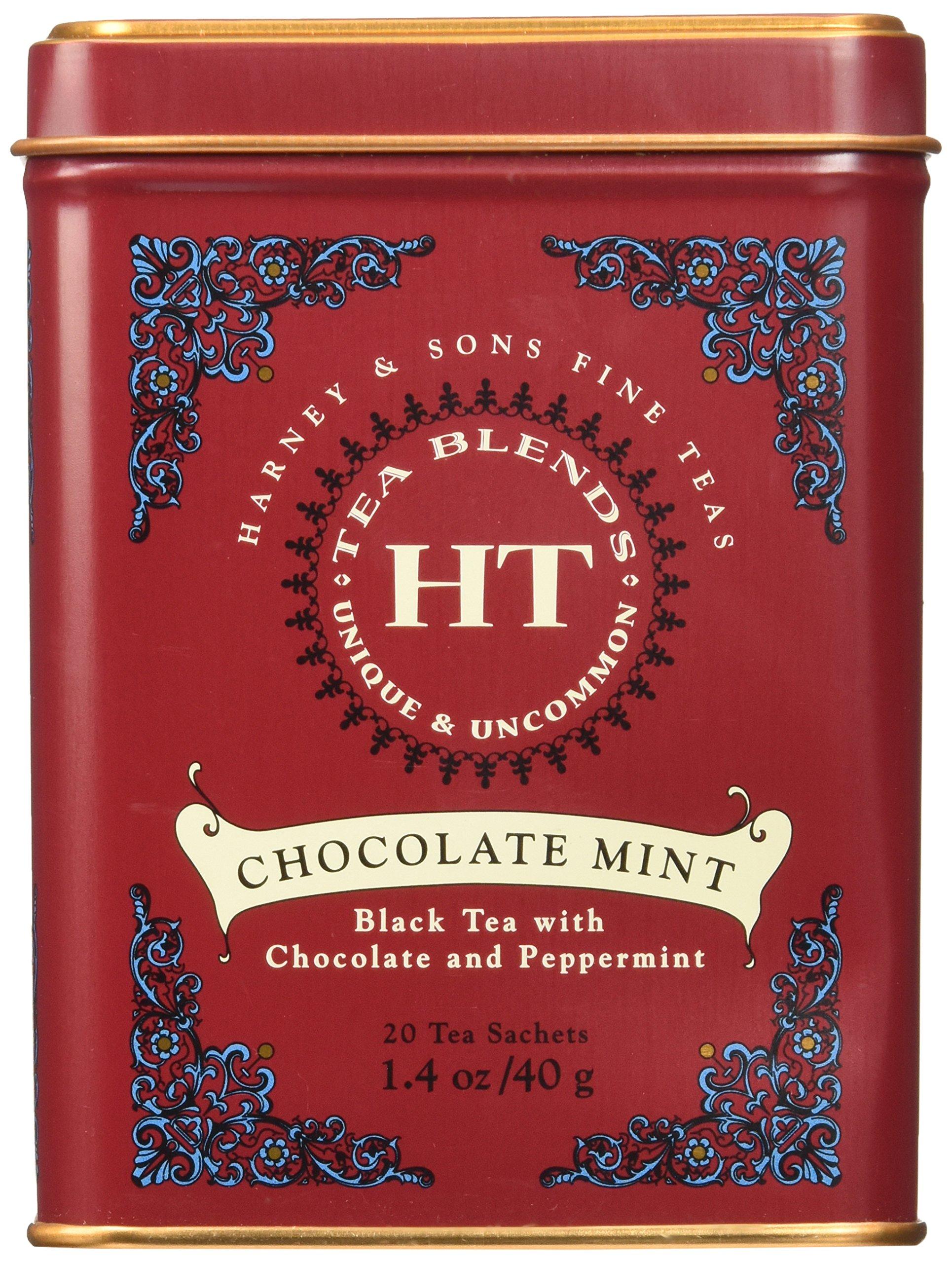 Harney & Sons Harney and Sons Chocolate Mint, Flavored Black Tea - 20 Sachets per Tin (Pack of 2)