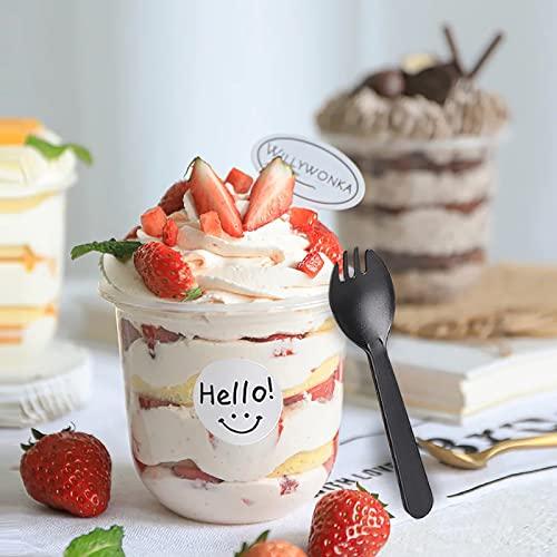 Nicunom Nicunom 100 Pack 12 oz Clear Dessert Cups with No Hole Dome Lids & Sporks, Plastic Parfait Cups, No Leaking Disposable Party Cups for Ice Cream Fruit Cake Snack Yogurt Cold Drink