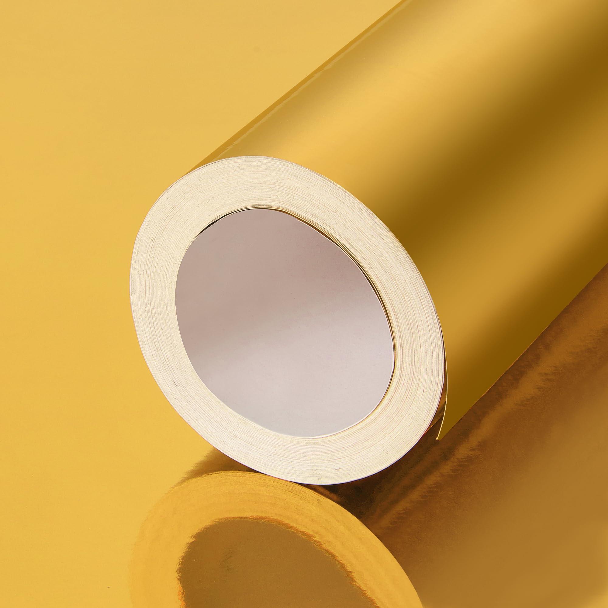 PENPRIS Golden Metallic Wrapping Paper Roll- 17in X 49Ft Metal Wrapping Paper Roll for Gift Wrapping Solid Color Paper for Christmas,Birthday,Wedding,Baby Shower PAP12GD15