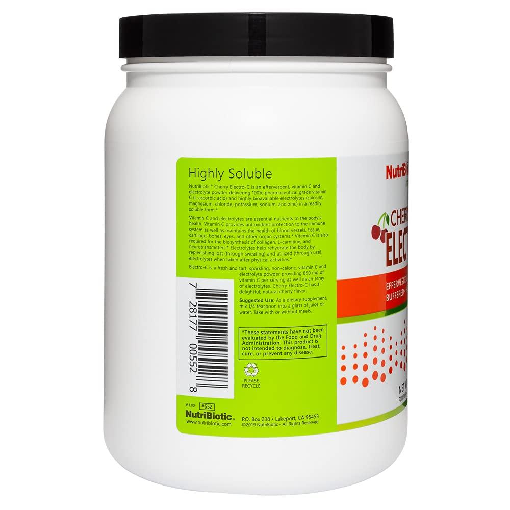NutriBiotic NutriBiotic - Cherry Electro-C Vitamin C & Electrolyte Powder, 2.2 Lb | 850 Mg Vitamin C Per Serving | Effervescent Electrolyte Recharge | Buffered & Highly Soluble | Non-GMO & Gluten Free