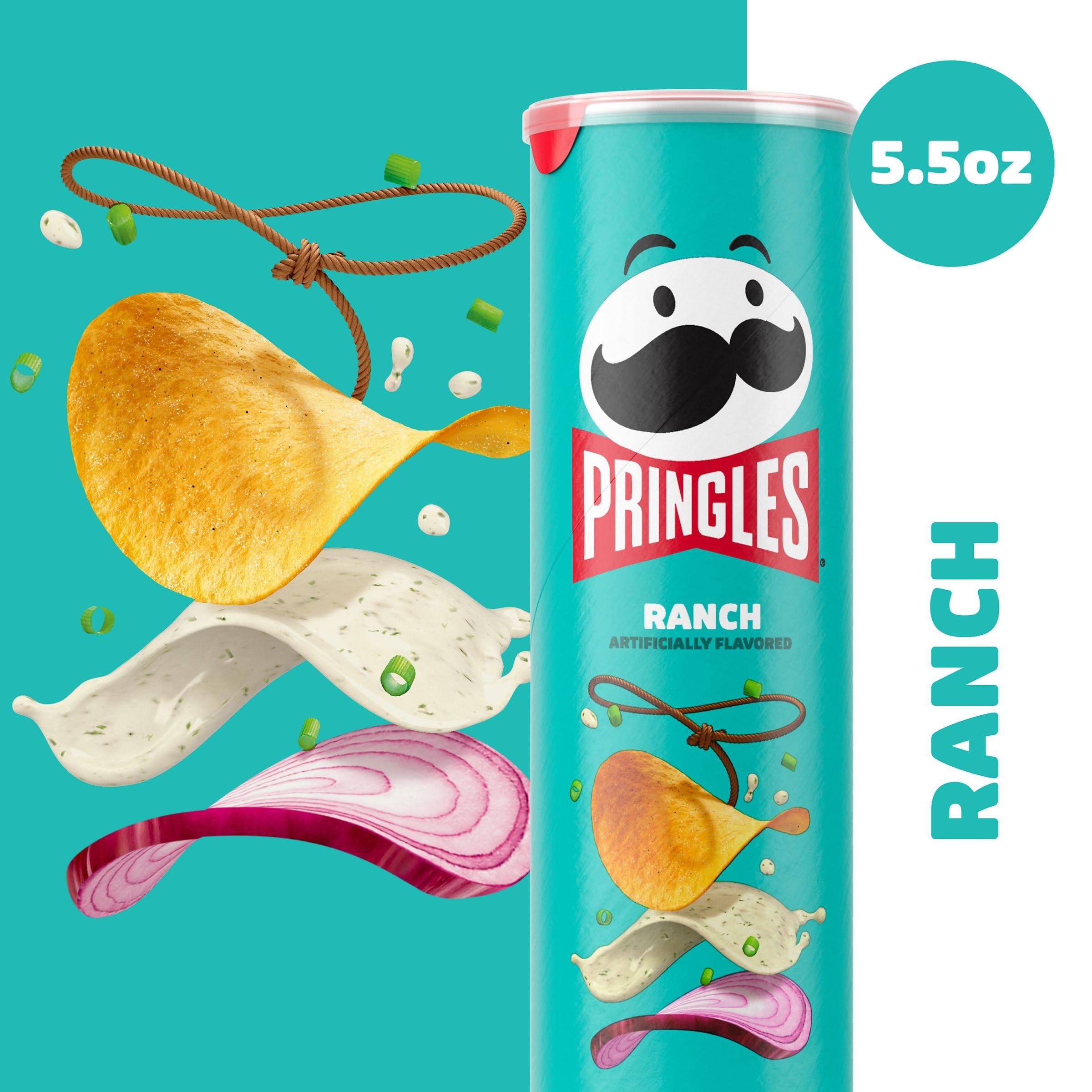 Pringles Pringles Potato Crisps Chips, Lunch Snacks, On-The-Go Snacks, Ranch, 5.5oz Can (1 Can)