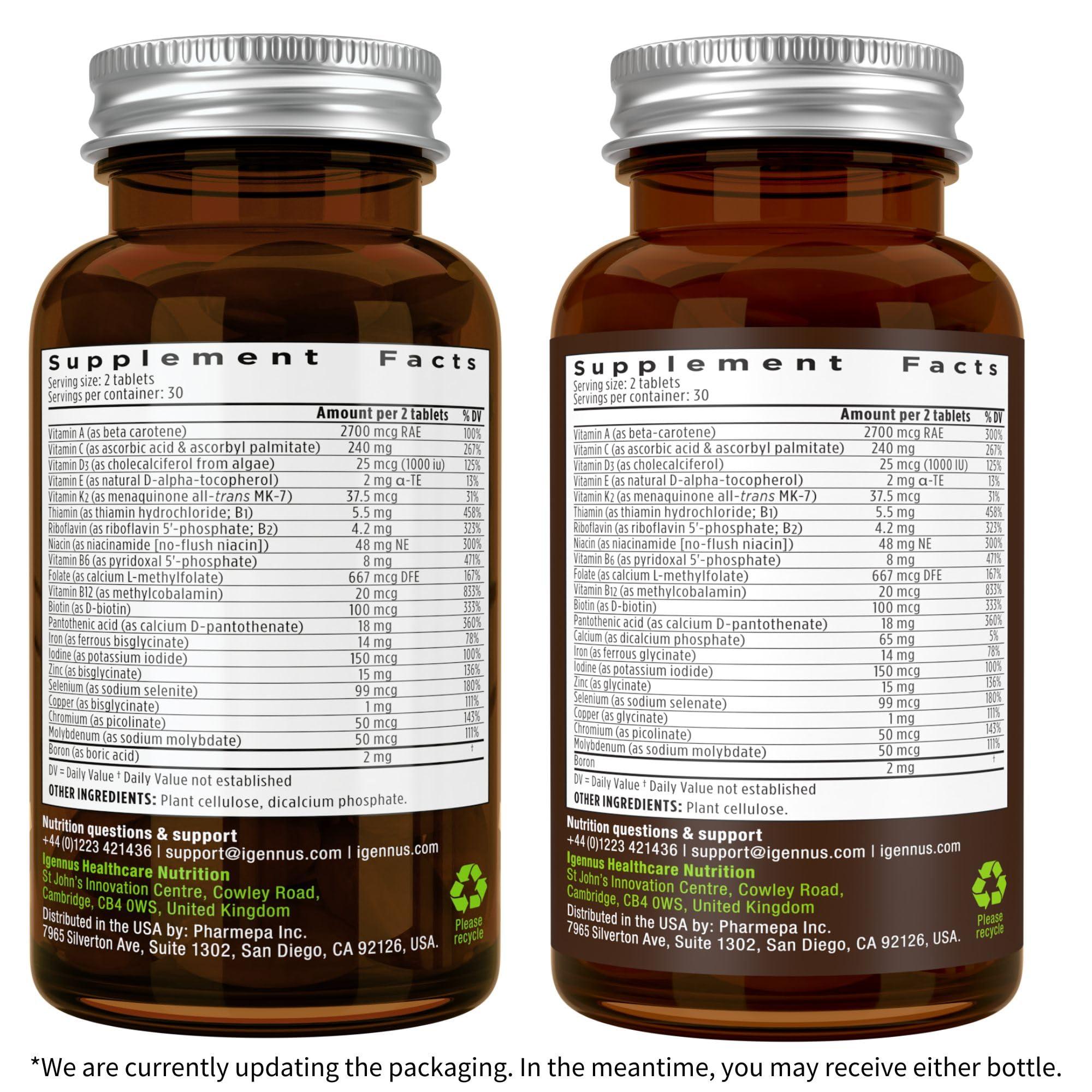 Igennus Healthcare Nutrition Multivitamin & Minerals for Women + Calcium & Magnesium Complex Vegan Bundle, Sustained Release Advanced Multivitamin + 2:1 Plant Based Algae Mineral Complex, by Igennus