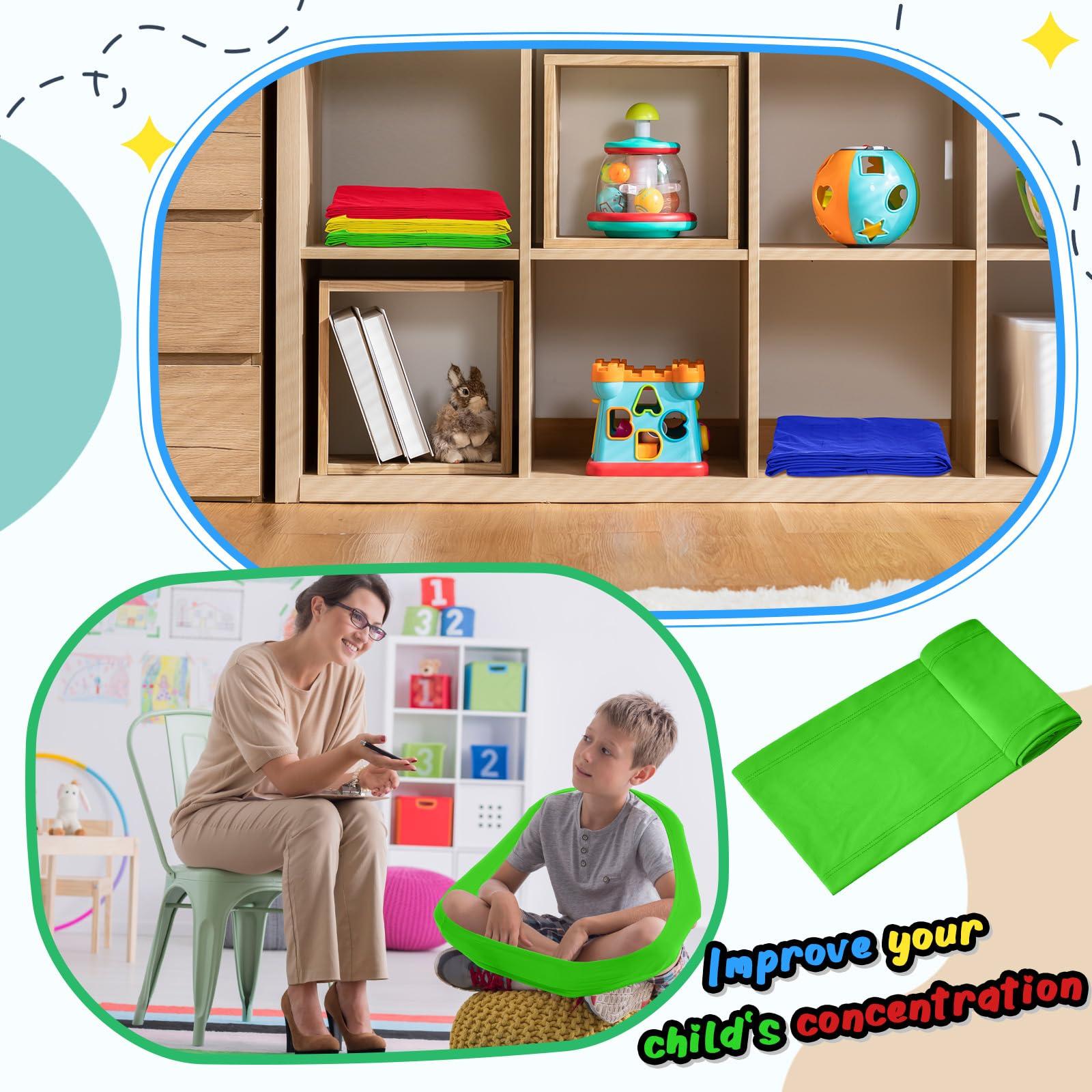 Wesnoy Wesnoy 4 Pcs Stretch Band Sensory Focus Tool 30\'\' Kids Resistance Band Stretches to 60\'\' Calming Fidget Bands for Chair Games School Supplies (Multicolor)