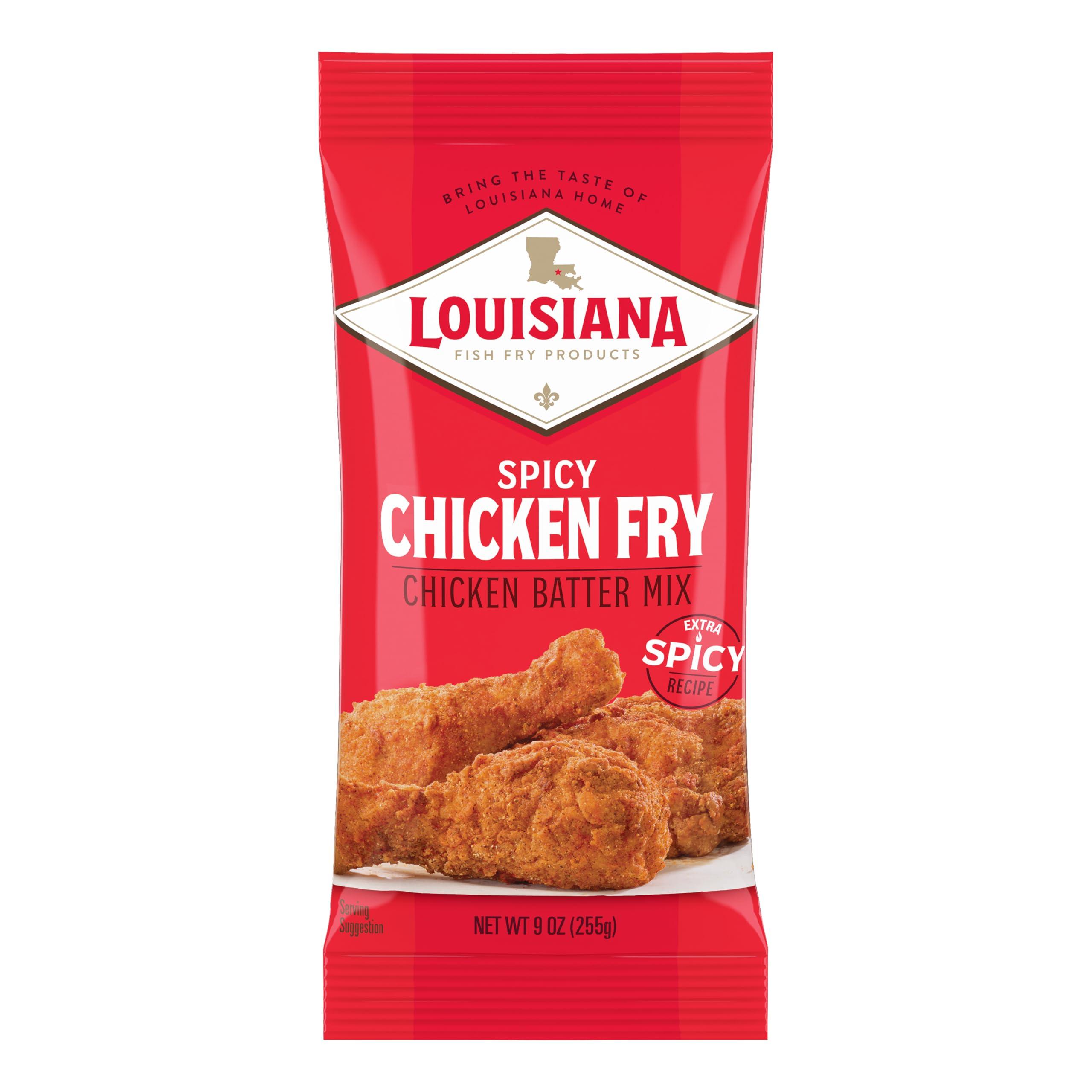 Louisiana Fish Fry Products Spicy Chicken Fry Batter Mix 9 oz. (Pack of 1) - Seasoned and Ready to Use - Extra Spicy - Extra Crunchy - Filled with Cajun Flavor - Easy to Make Recipe - By Louisiana Fish Fry