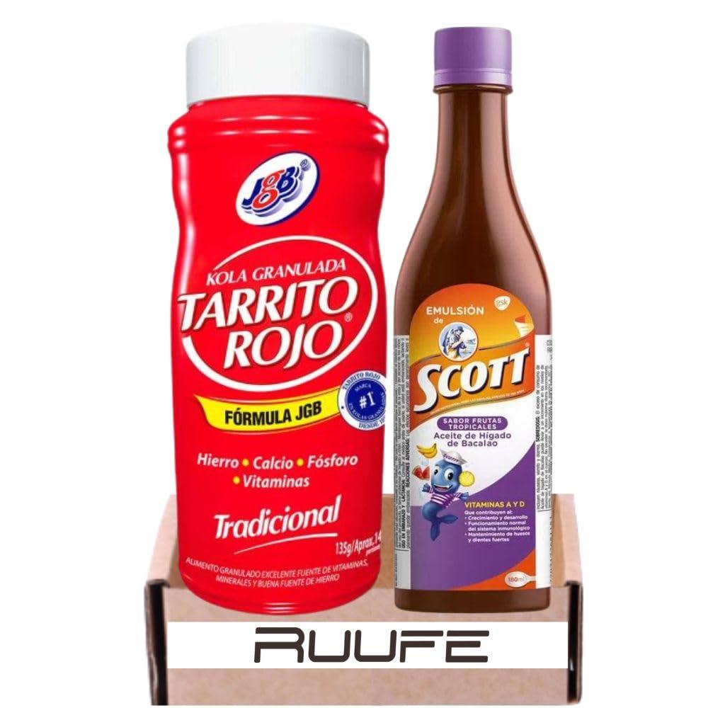 RUUFE Suplemento Multivitaminico y Emulsion de Scott (2 pack) Kola Granulada Tarrito Rojo y emulsion de scott multivitaminico kola granulada tarrito rojo original tarrito rojo colombiano