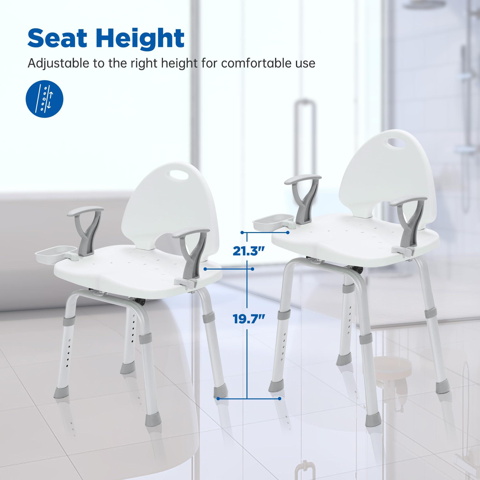 RESTISLAND Restisland Swivel Shower Chair 450 lbs, Heavy Duty Bath Chair with Rotatable Seat for Seniors Handicap and Pregnant Women