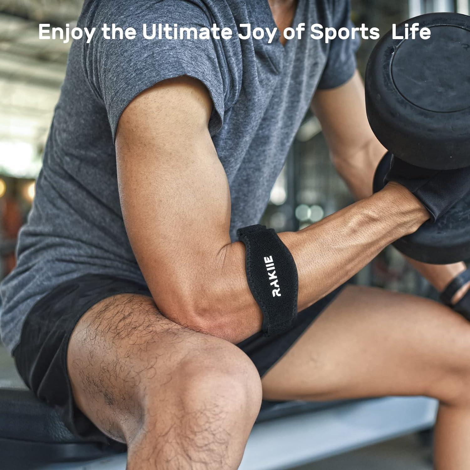 Rakiie Rakiie Tennis Elbow Brace for Tendonitis, Adjustable Golf and Tennis Elbow Strap for Men and Women, Blue 1 Pack