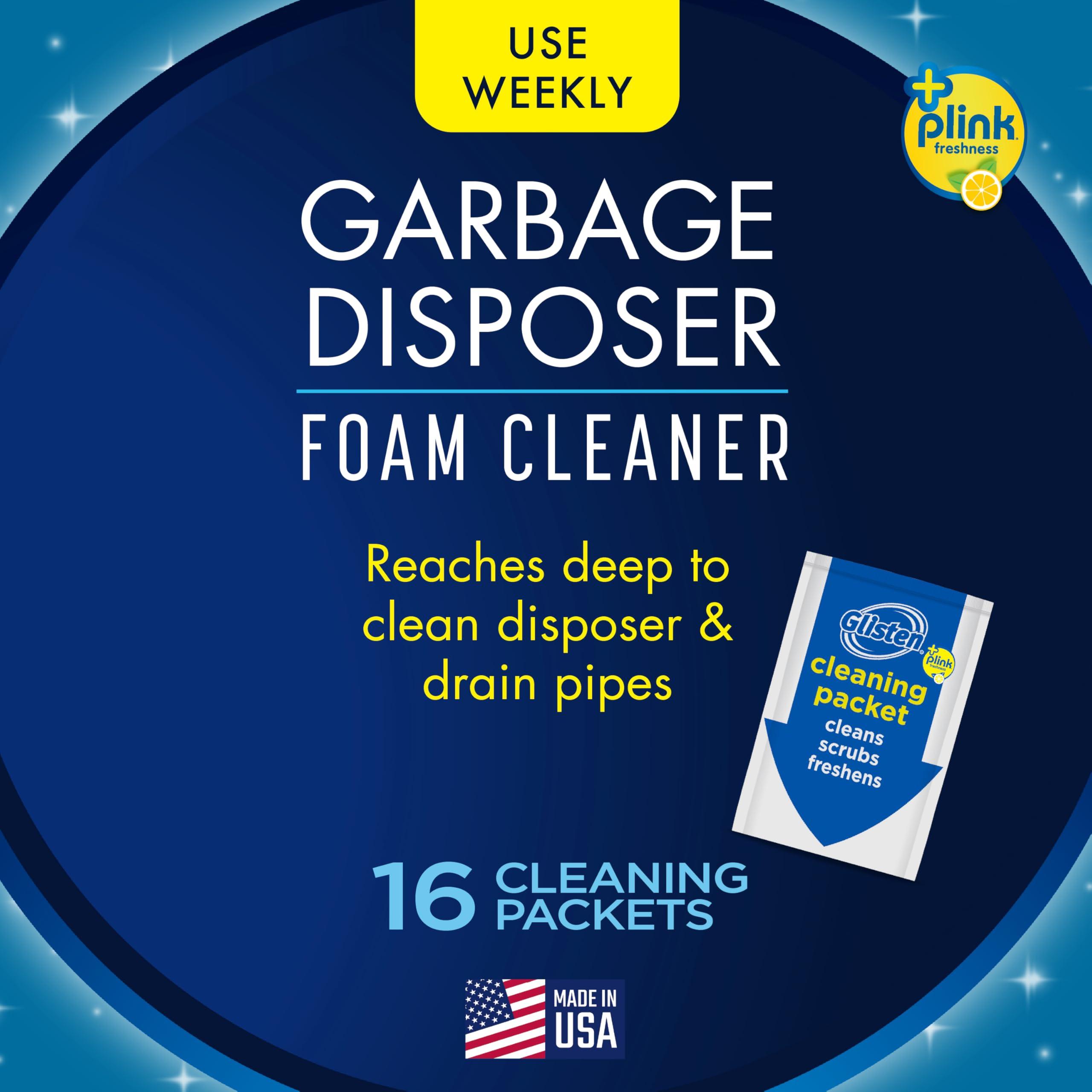 Glisten Glisten Garbage Disposer Cleaner and Freshener with Foaming Action, Helps Remove Buildup in Drains, Lemon Scent, 16 Packets