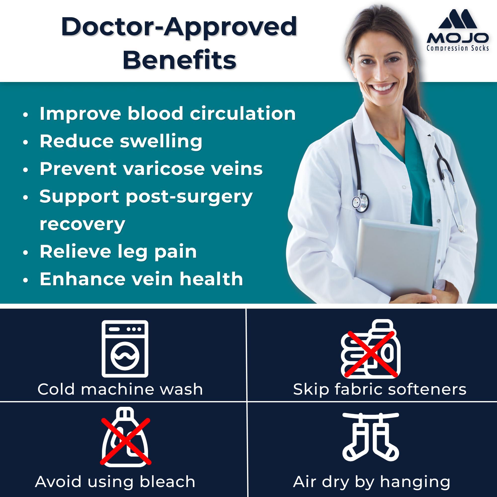 Mojo Compression Socks Compression Socks for Women and Men 20-30mmHg Knee High - Unisex Medical Compression Support Stockings for Nursing, Airplane, Travel Circulation - Pink, X-Large - AB201