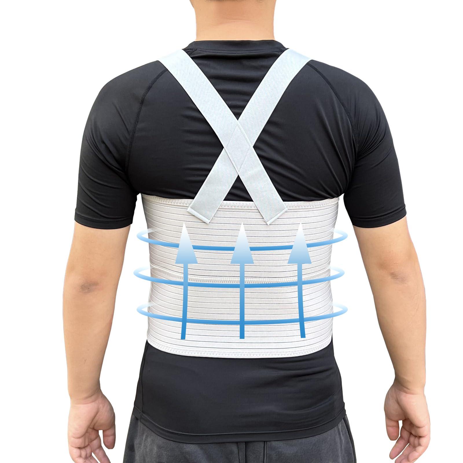 Jeelathy Rib Injury Chest Binder Brace for Cracked Ribs - Elastic Rib Support Belt for Men and Women - Rib Cage Support Belts Chest Compression Wrap for Bruised, Fractured or Dislocated Ribs Protection, Compression Wrap and Chest Support (Large ( Fits 41 - 51