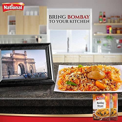 National National Foods Bombay Biryani Recipe Mix 3.80 oz (110g) | South Asian Mixed Spice Powder | Meat Layered Pilaf | Traditional Food | Value Pack of 4