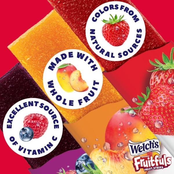 Welch\'s Welchs Absolute Fruitfuls Fruit Strips, Tasty Dried Fruit Snacks for School Lunches, Berry Medley, 0.5oz (Pack of 10)