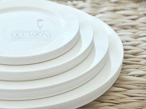 OCCASIONS FINEST PLASTIC TABLEWARE \" OCCASIONS \" 60 Plates Pack, Heavyweight Disposable Wedding Party Plastic Plates (10.5\'\' Dinner Plate, Plain White)