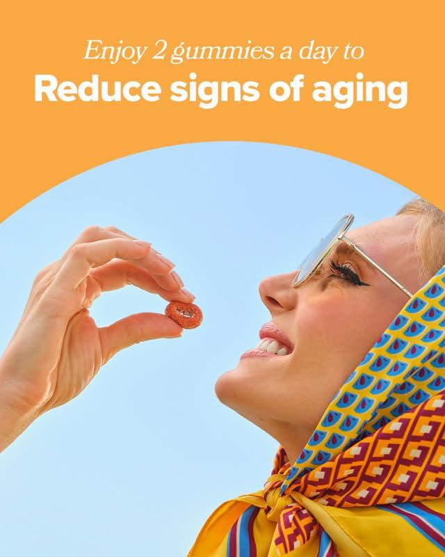 O Positiv RETRO Gummy Glowing Skin Vitamins for Collagen Production - Astaxanthin, Vitamin E, Bamboo Extract, Hibiscus, & Vitamin C - Vegan Skin Vitamin Gummies for Smooth Skin & Hydration, 50 Count (Pack of 1)