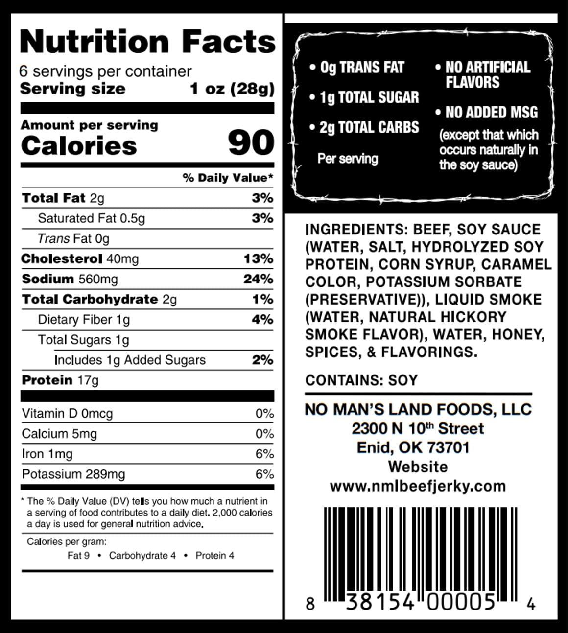 NO MANS LAND BEEF JERKY No Man’s Land HOT Beef Jerky High Protein Low Calorie Low Carb Beef Snack 6.0oz Bag