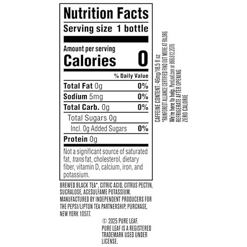 Pure Leaf Pure Leaf Iced Tea, Zero Sugar Sweet Tea, 18.5 Fl Oz Bottles (Pack of 12)