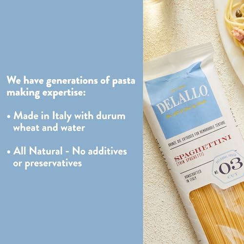 DeLallo DeLallo Thin Spaghetti Pasta, 1 Pound Bag, 4 Pack, Al Dente Texture, Made in Itay, Made with Durum Wheat Semolina Flour, Cooks in 9 Minutes, Non-GMO, Long Cut