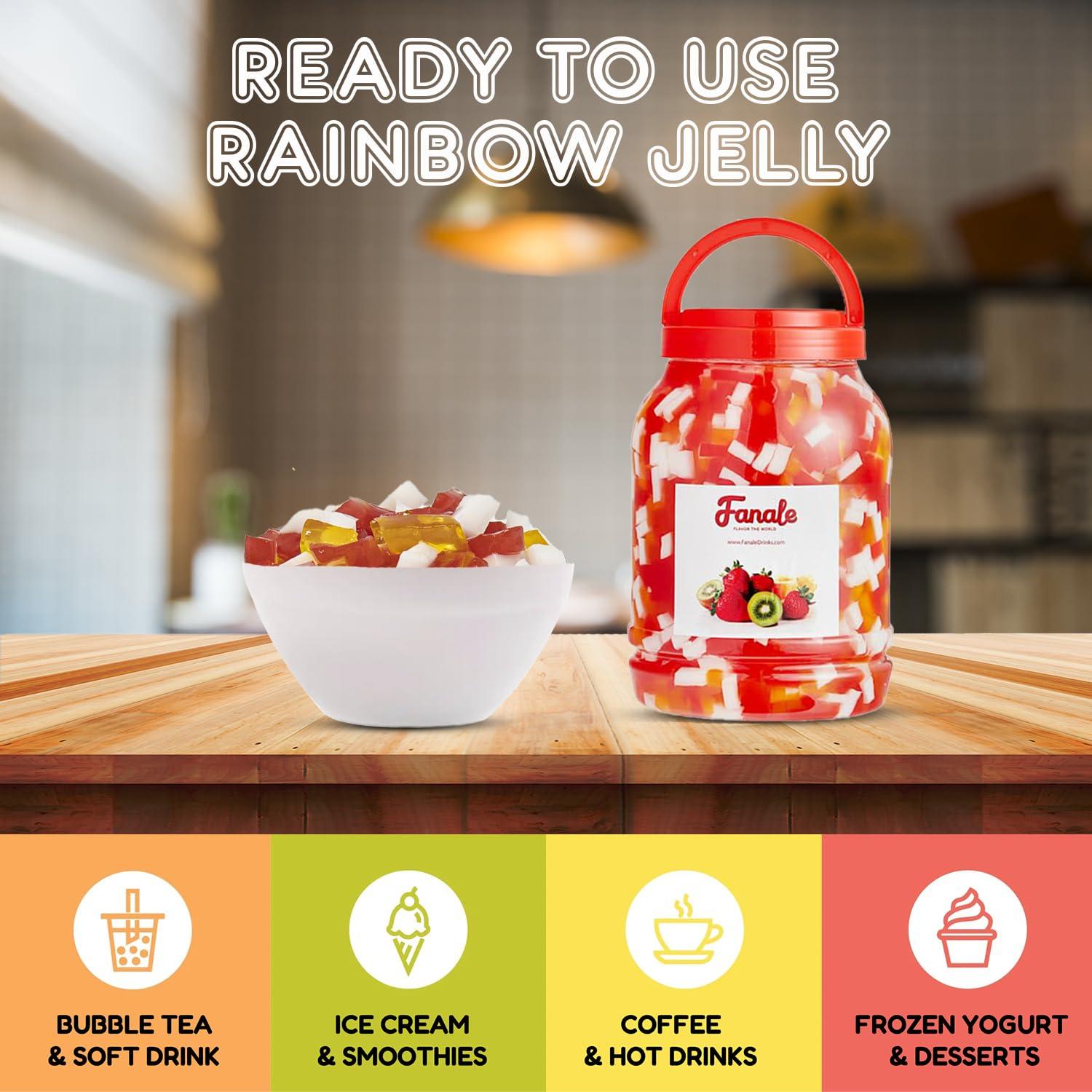 Fanale Fanale Coconut Jelly Topping nata de coco for Bubble Tea 8.3 lb | Rainbow Jelly | for Boba Tea, Smoothies, Slushes, Desserts | 8.3 pound (Pack of 4) | JEL001-CS