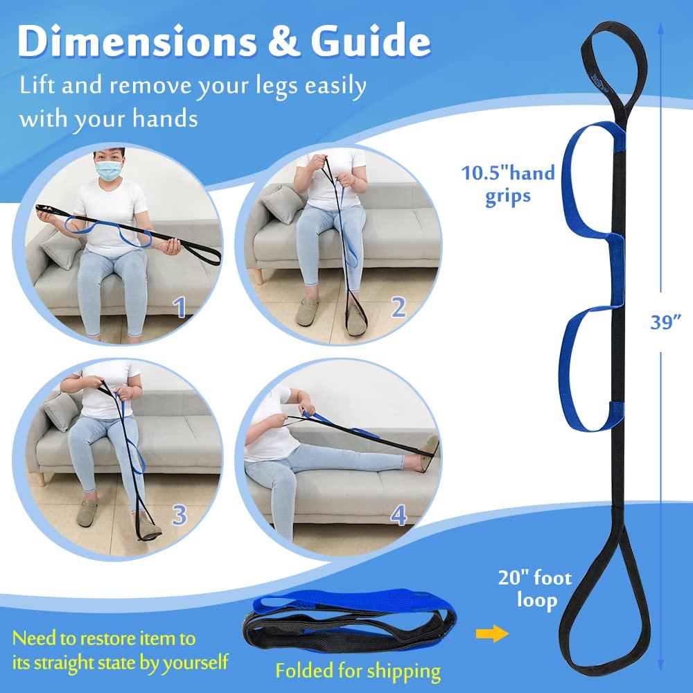 Mybow Leg Lifter Strap Medical Foot Lift After Surgery for Knee Hip Replacement Recovery Kit Mobility Aids Physical Therapy Leg Pull Strap Rigid Loop Foot Lifter Thigh Portable Leg Lifting Strap - 37" Long