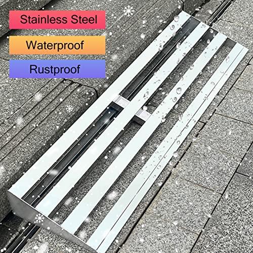 ZAQYCM Driveway Curb Ramps with Drainage, Stainless Steel Slatted Ramps for Door Threshold/ Sidewalks/ Garage/ Wheelchair, Shed Ramps for Lawn Mower, Motorcycle Ramp ( Color : LxWxH , Size : 19.6x12x4 in(50x