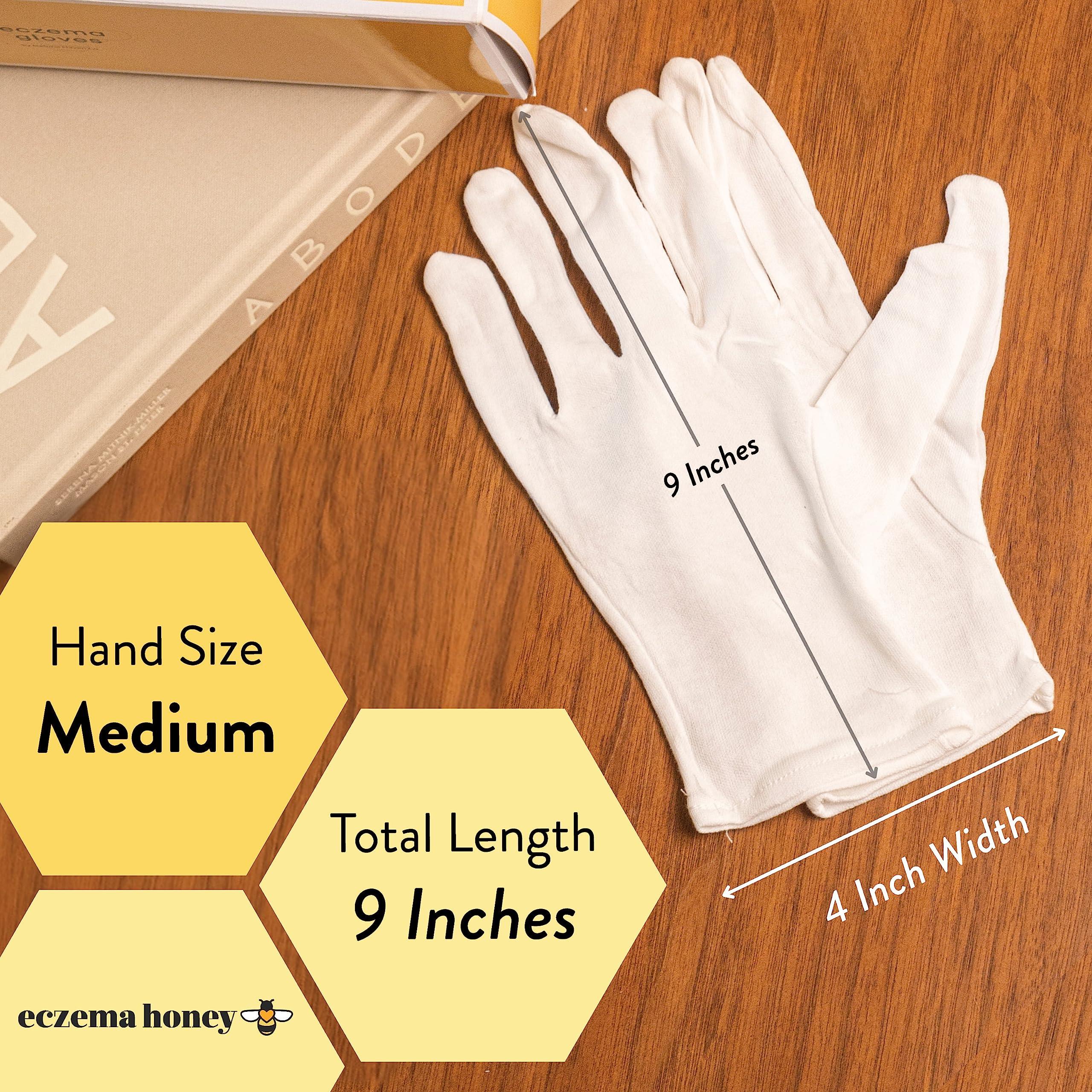 ECZEMA HONEY ECZEMA HONEY Premium 100% Cotton Gloves - Washable & Reusable Overnight Dry Hands Treatment - White Cotton Gloves for Eczema (24 Pairs)