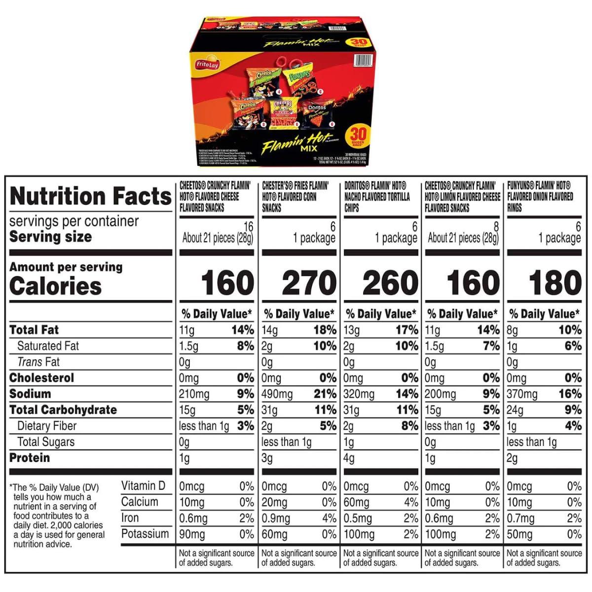 Frito Lay Frito Lay, Snacks Flamin' Hot Mix Variety Packs, 52.5 Ounce