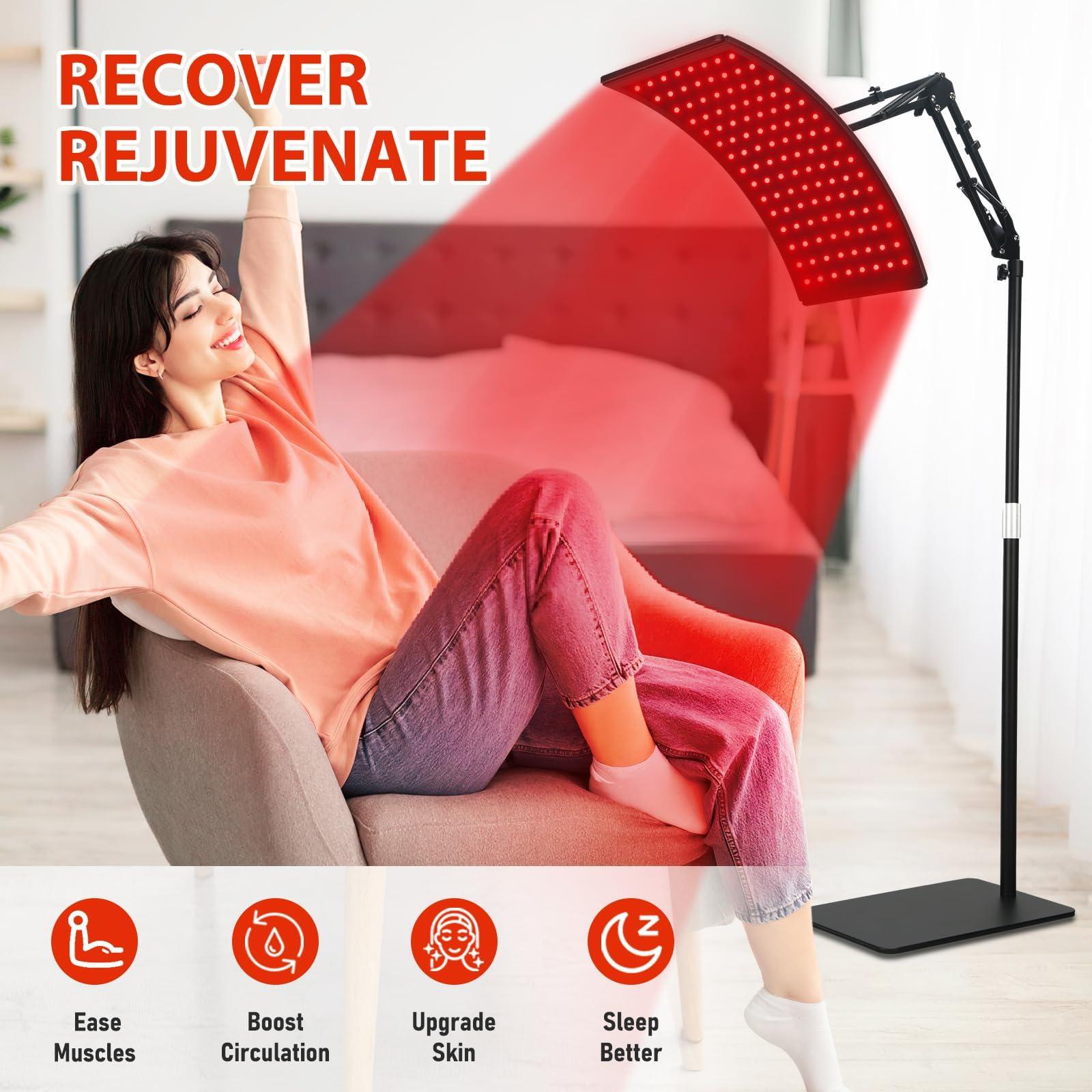 Viconor Red Light Therapy Lamp for Body, Infrared Light Therapy Lamps with Stand 660nm Red Light &850nm Near Infrared Light Therapy Lamp Device for Body at Home with Eyes Protection GogglesBrown Black