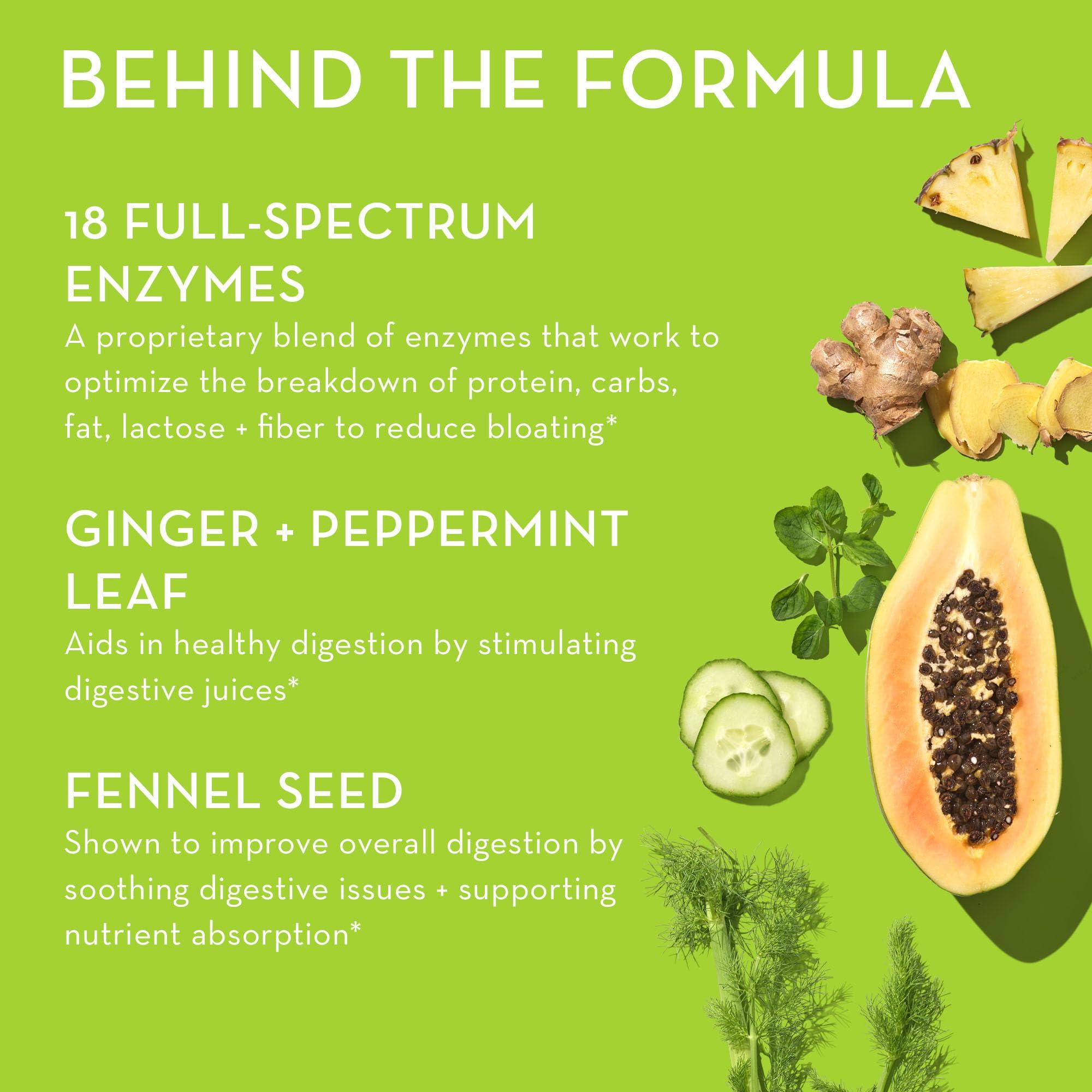 HUM HUM Flatter Me Extra Strength Digestive Enzymes - Fast-Acting Bloat Relief for Digestive Health & Debloating Multi Enzyme, Vegan, 60 Servings