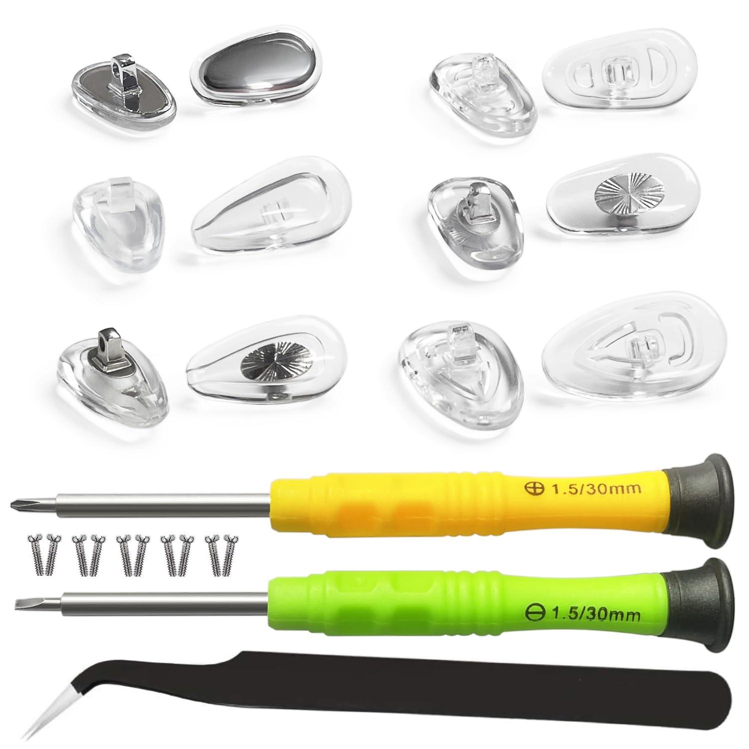 PTSLKHN PTSLKHN Screw-in Eyeglass Nose Pads, Glasses Nose Pads Replacement Kit, 12 Pairs of Soft Silicone Nose Pads for Eye Glasses, Sunglasses and Presbyopes