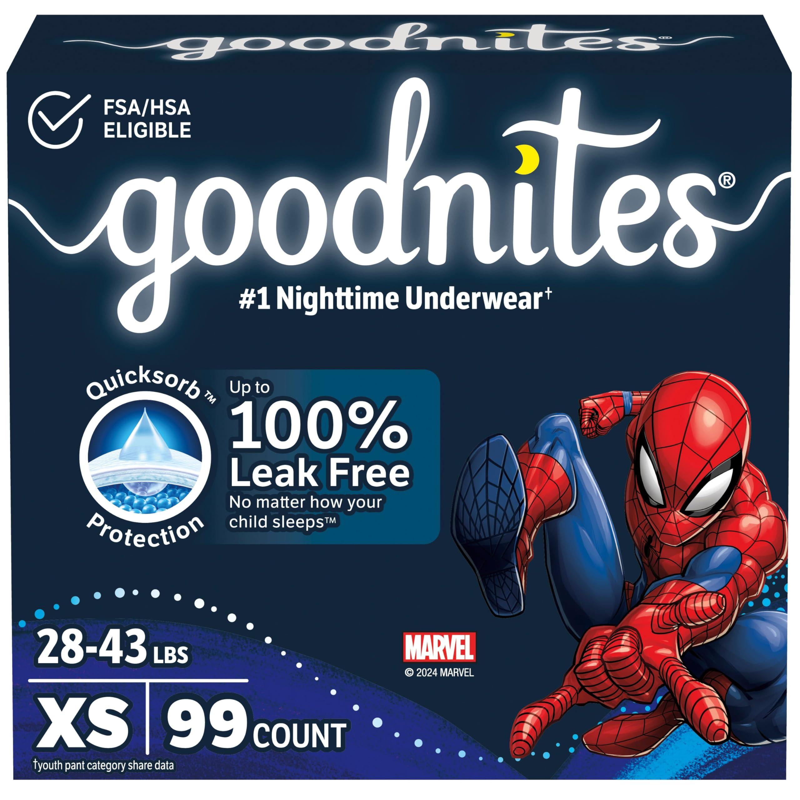 GoodNites Goodnites Nighttime Bedwetting Underwear, Boys\' XS (28-43 lb.), 99 Ct (3 Packs of 33), Packaging May Vary