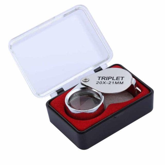 FLaig FLaig Magnifying glassMetal Jewelry Magnifying Glass Jewelers Eye Tool Jewellery Folding Loupe Glass Lens Magnifying Triplet Glass Jewelry Magnifying (Color : 20 X 21 Mm)