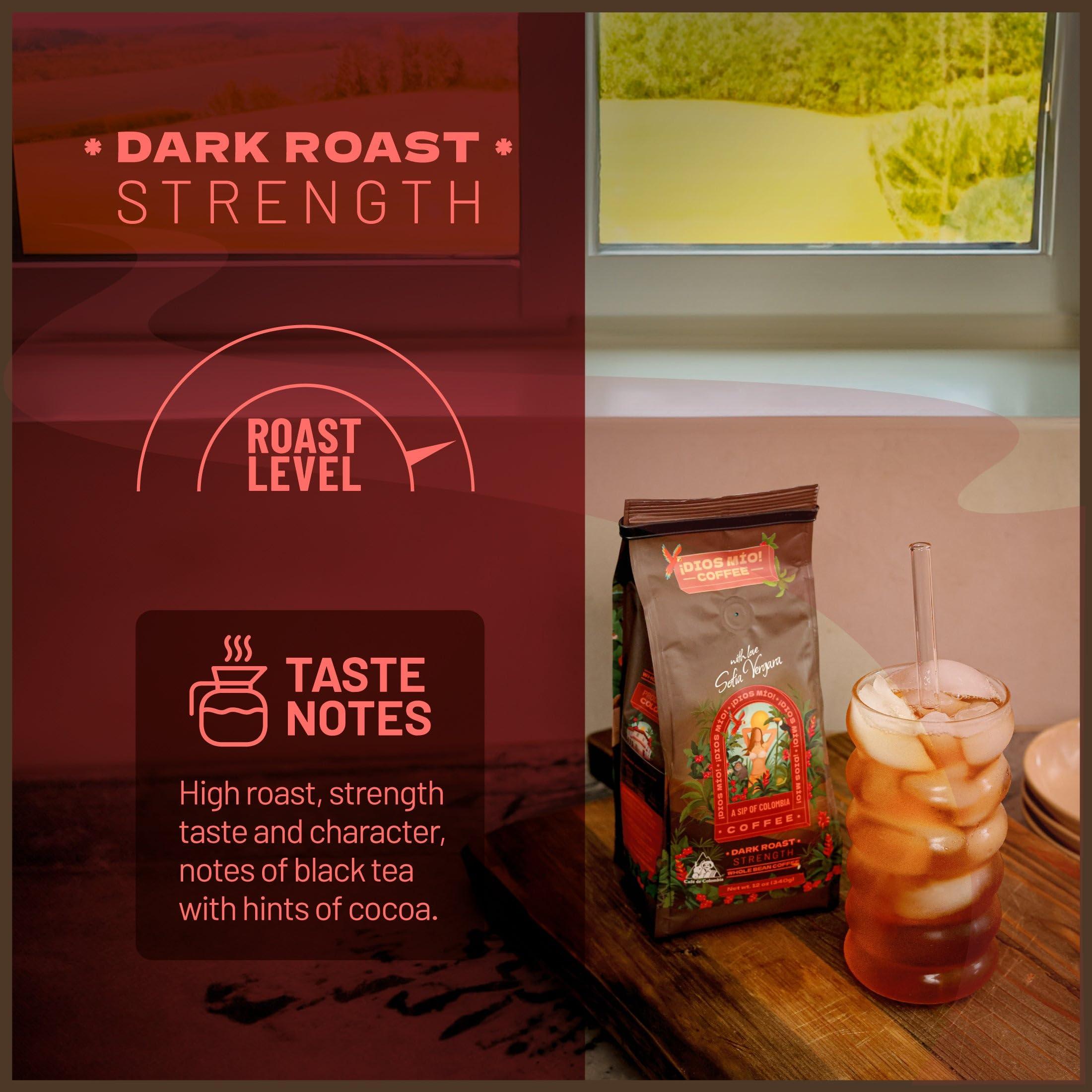 Dios Mio Dios Mio Coffee by Sofia Vergara | 100% Colombian Premium Ground Coffee | Strength, Dark Roast/Bags | Rich, Smooth Flavor | Fair Trade Coffee Beans | Empower Women Coffee Growers