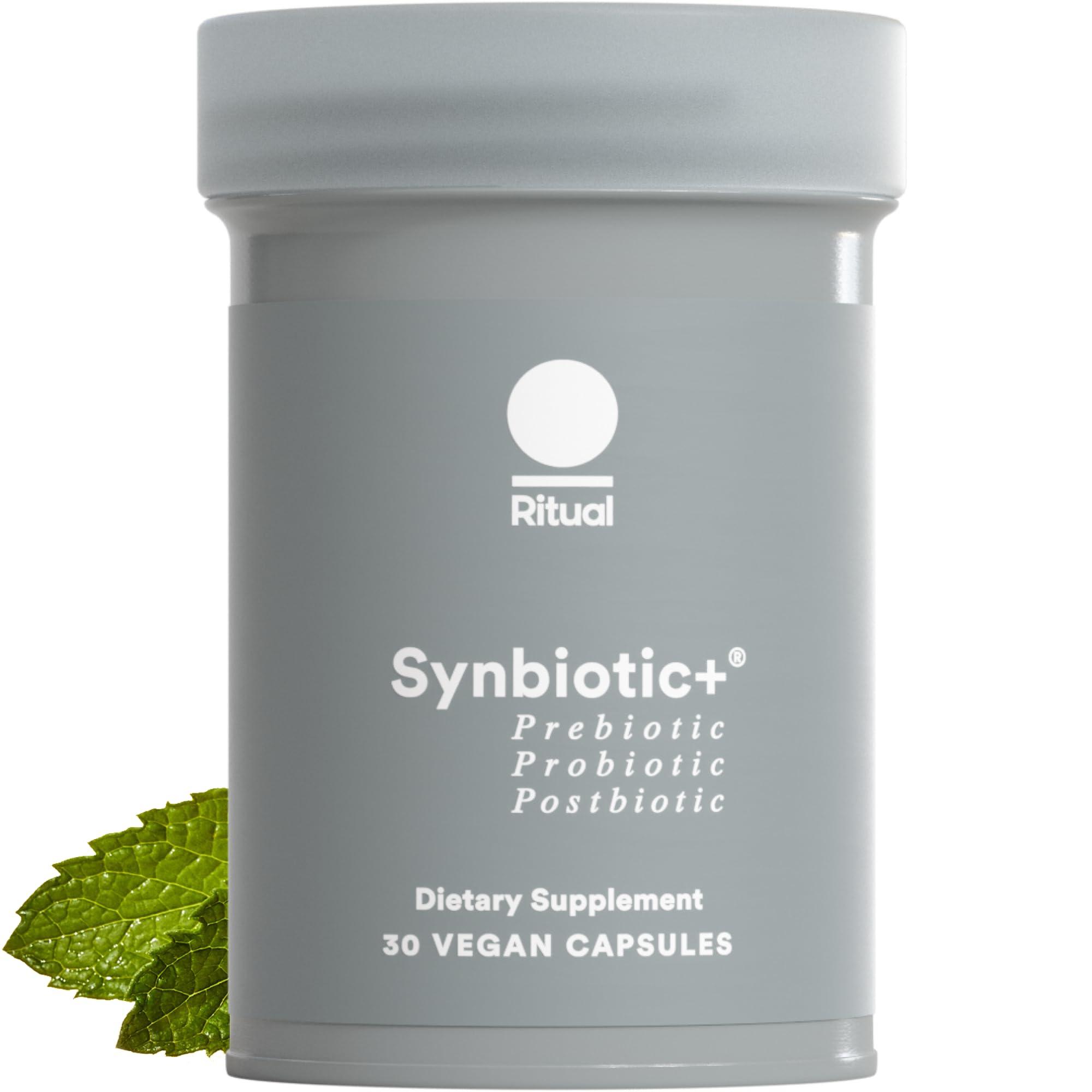 Ritual Ritual Synbiotic+ Probiotic, Prebiotic, Postbiotic, 3-in-1 Formula for Gut and Digestive Health, Regularity, Bloat, Immune Support, Vegan Delayed-Released Capsule, Probiotics for Women and Men, 30 Day