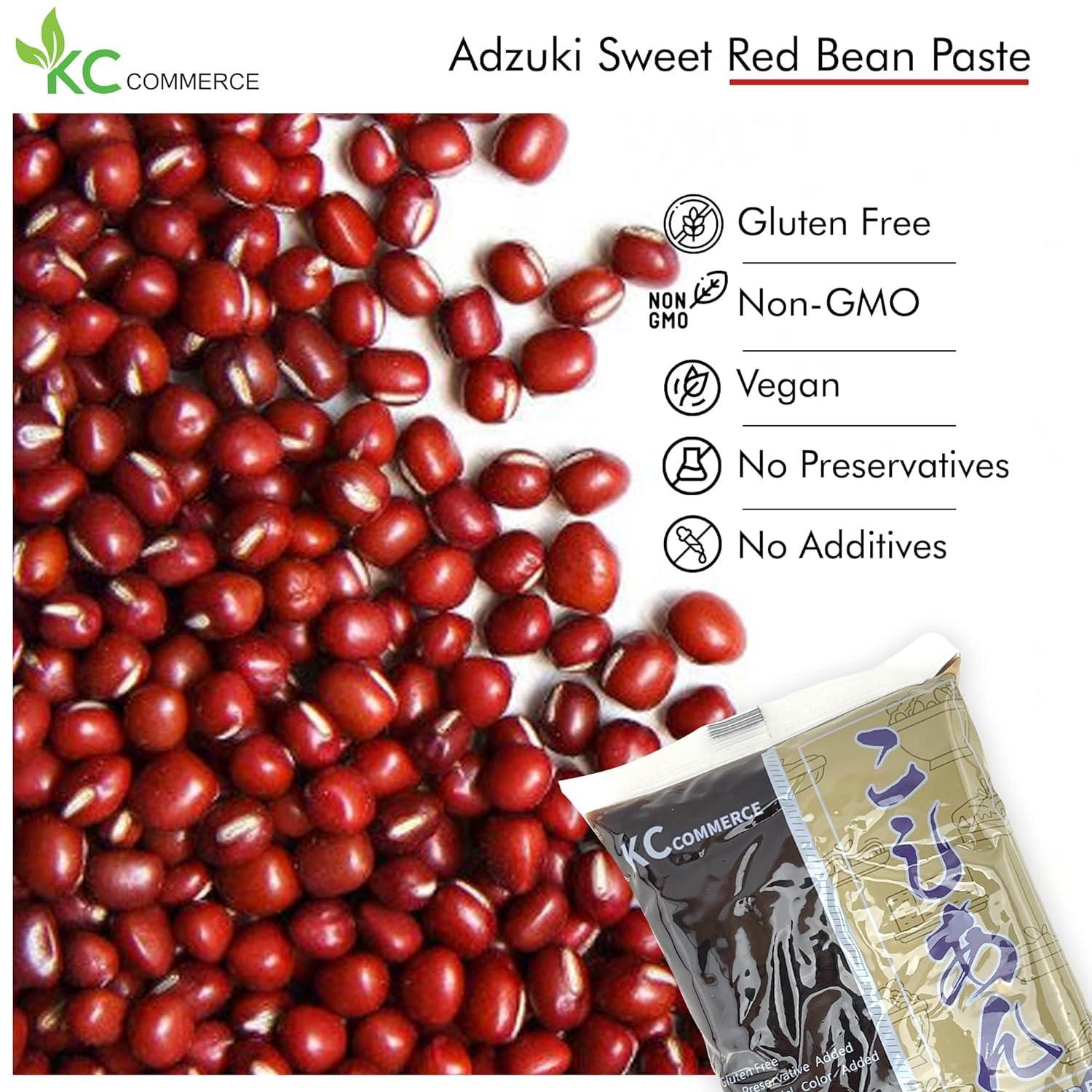 KC Commerce Sweetened Red Bean Paste - Adzuki Beans, Japanese Mochi Rice Cake Sweets Anko, Mashed TSUBUAN, VEGAN & GLUTEN-FREE, NO PRESERVATIVE, NO-MSG, NON-GMO, 14.11oz (Pack of 3 (Fine))