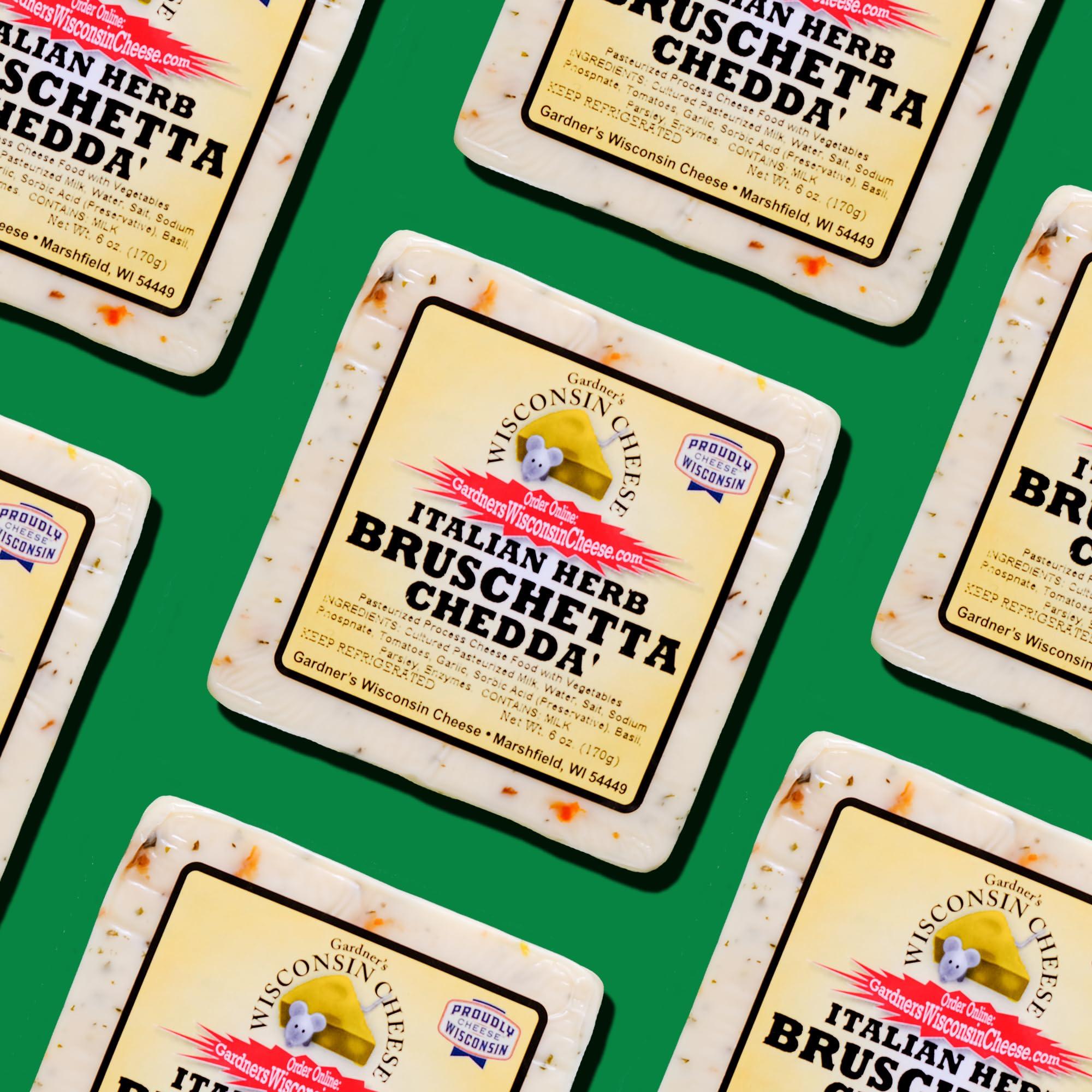 Gardner\'s Wisconsin Cheese Gardner\'s Wisconsin Cheese, Artisan Cheese 4 Packs (Italian Herb Bruschetta Cheddar) (6 Ounces Per Block) - Artisan Cheese Made in Wisconsin, Perfect for Grilling, Barbecues, and Holidays!