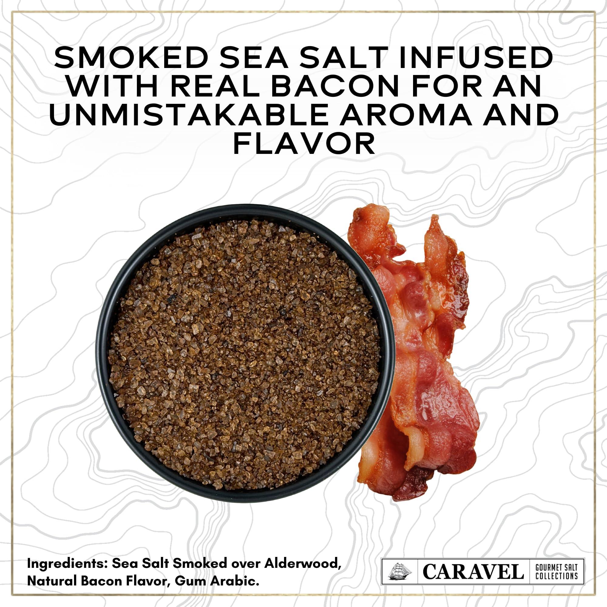 Caravel Gourmet Smoked Bacon Salt - Bacon Seasoning Great for Cooking or as a Finishing Salt - Alderwood Smoked Sea Salt - 5 oz Shaker - Caravel Gourmet