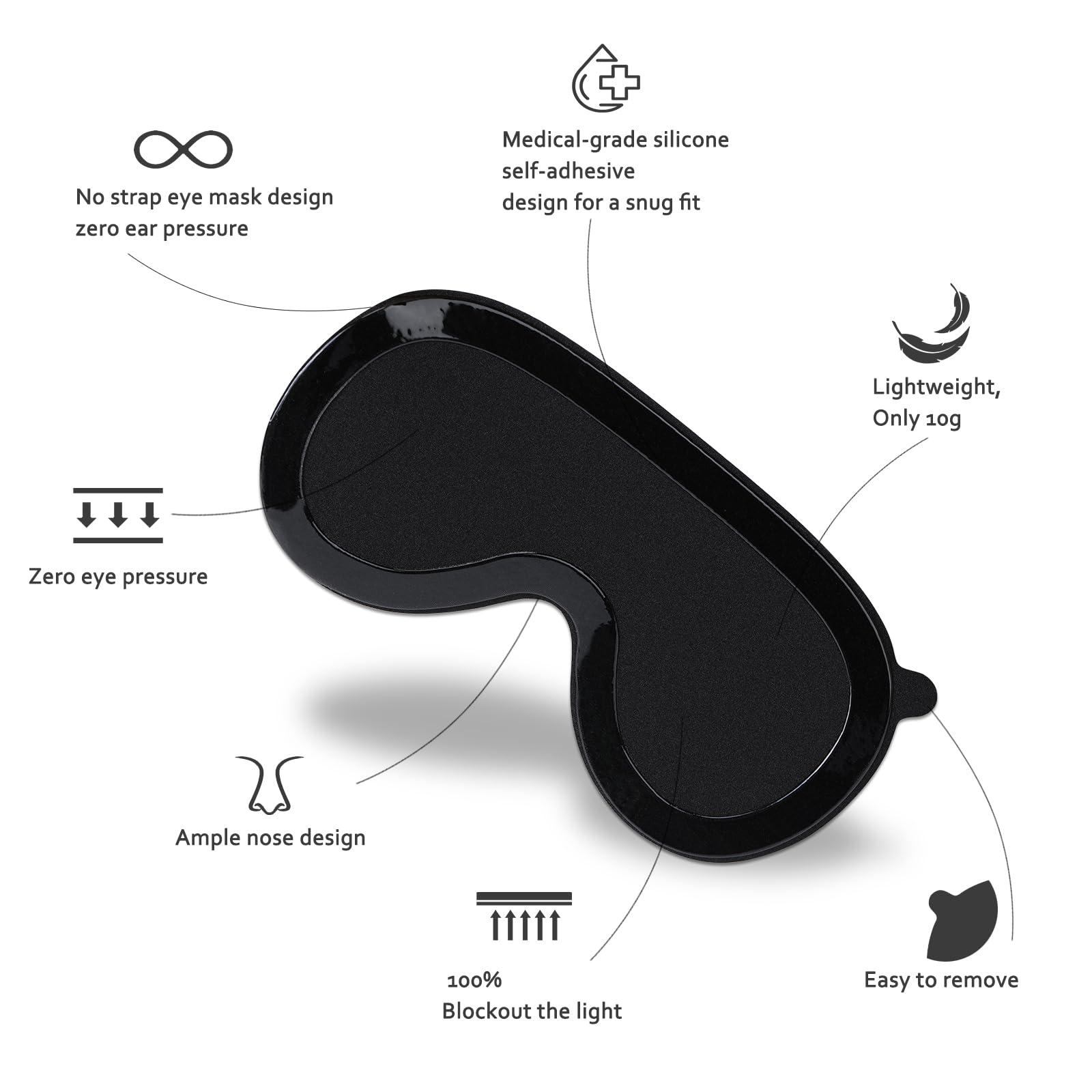 Stickermask 2024 Innovational Design No Strap Sleep Eye Mask for Men Women, Stickermask, Light Blocking Sleeping Mask Blindfold for Travel Yoga Nap, Side-Sleeper