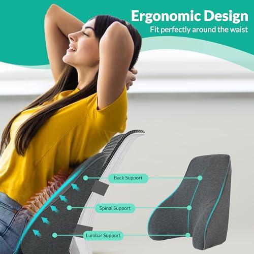 Snailax Snailax Heated Lumbar Support Pillow for Office Chair, Back Support Pillow for Car, Adjustable Heat and Vibration, Ergonomic Back Cushion, Improve Posture & Pain, Lower Back Massager,Gifts