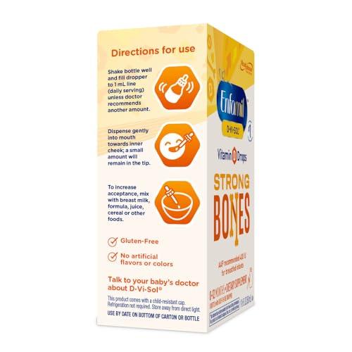 Enfamil Prenatals & Baby Vitamins Enfamil Baby Vitamin D-Vi-Sol Liquid Vitamin D Drops, Supports Strong Teeth & Bone Development, 50mL Bottle (Pack of 2)