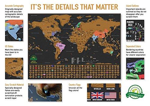 TheGoldWear Arts TheGoldWear Arts Scratch Off World Map Poster - with US States and Country Flags, Track Your Adventures. Includes Scratcher and Memory Stickers, for Travelers (TM) by TravelAdventures