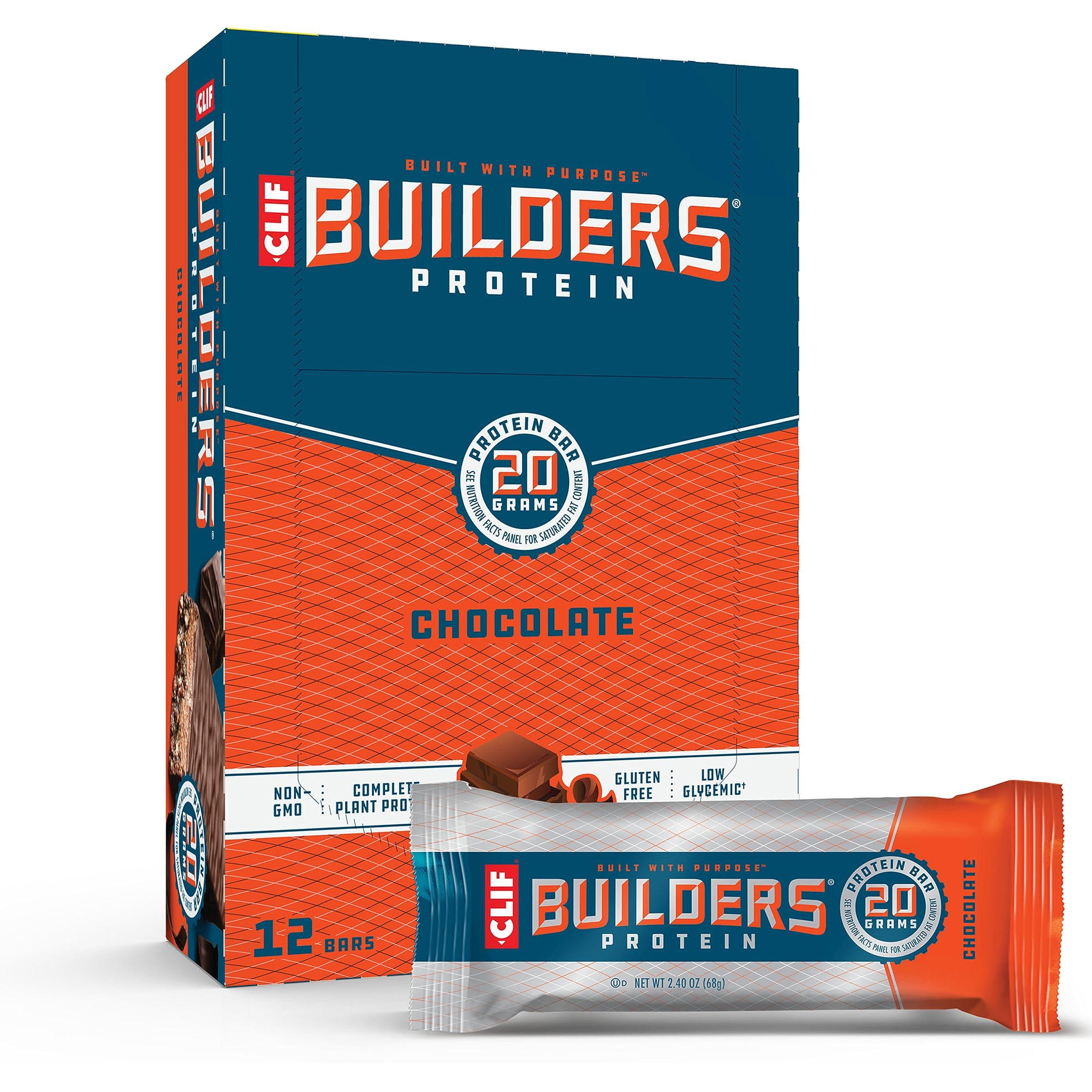 Clif Builders Bar CLIF Builders - Chocolate Flavor - Protein Bars - Gluten-Free - Non-GMO - Low Glycemic & Chocolate Chip Cookie Dough Flavor - Protein Bars - Gluten-Free - Non-GMO - Low Glycemic