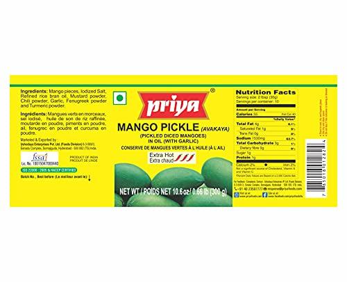 Priya Priya Pickle Combo Pack - Mango (Extra Hot) & Mix Vegetable (Extra Hot)(2X300 gm)